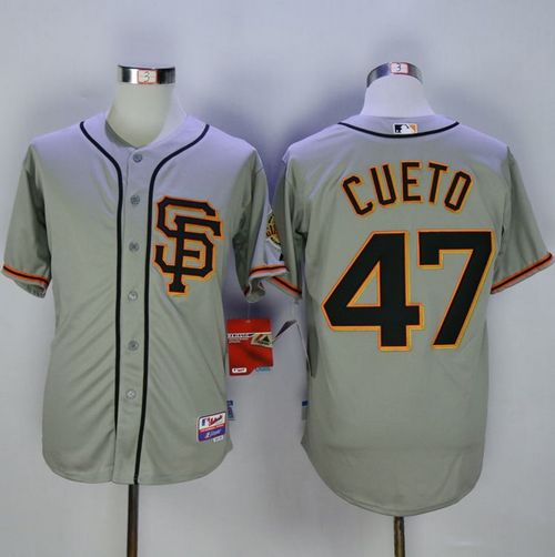Giants #47 Johnny Cueto Grey Road 2 Cool Base Stitched MLB Jersey - Click Image to Close